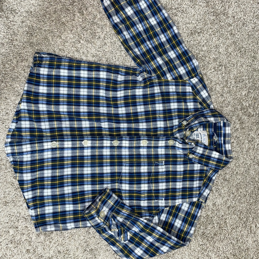 Blue and yellow plaid button down